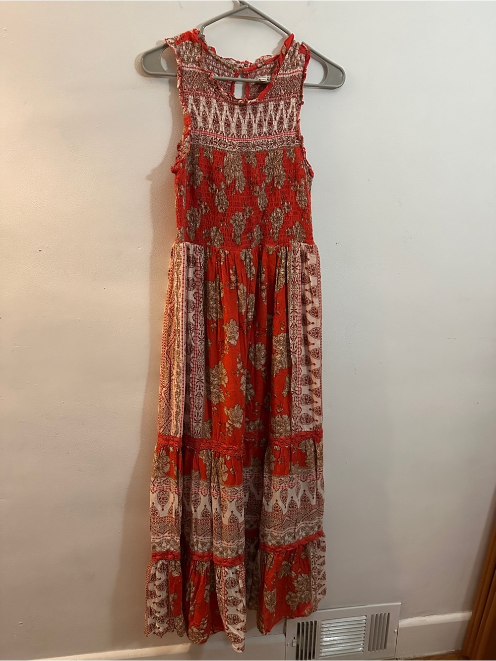 Versona Red Floral Tiered Maxi Dress